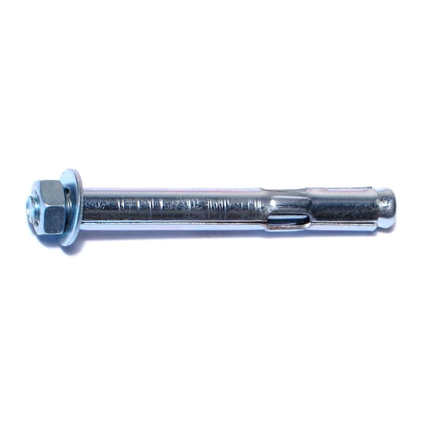 Sleeve Anchor, 5/16" Dia., 2-1/2" L, Steel Zinc Plated, 100 PK